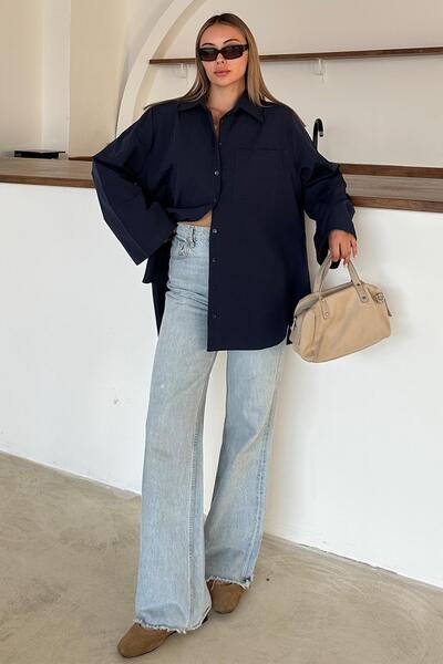 Olcay Cămașă spaniolă casual din bumbac ALBASTRU ÎNCHIS 9365