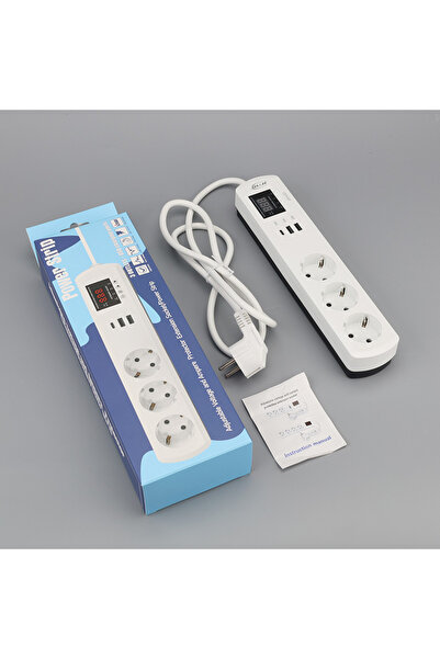 JIUJI مقبس متعدد مع وصلة تمديد مع حماية من التيار والجهد 16 أمبير، مقبس حماية من الجهد والتيار بطول 1.5 متر