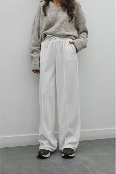 Havoş Ecru Elastic Waist Front Seam Pants