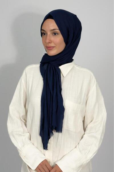 Betimoda Aya Thin Cotton Solid Color Shawl Navy Blue