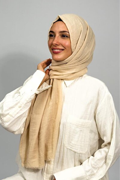 Betimoda Aya Thin Cotton Solid Color Shawl Beige