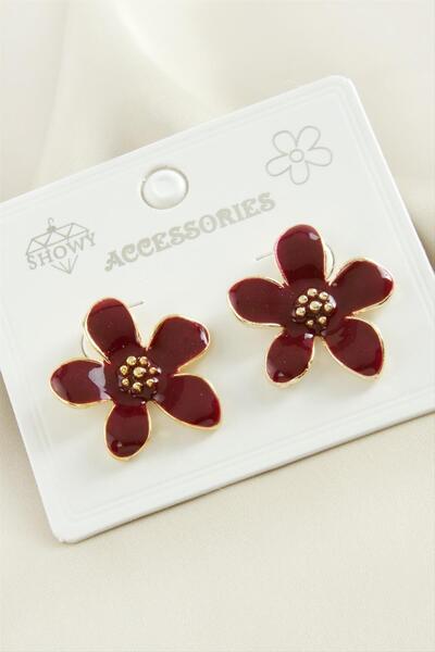 CT STONES Flower Enamel Metal Earrings
