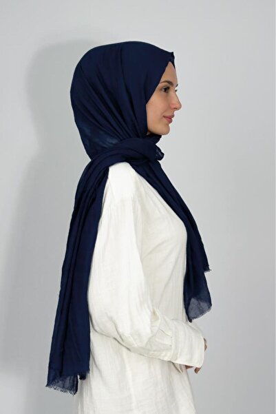 Betimoda Aya Thin Cotton Solid Color Shawl Navy Blue