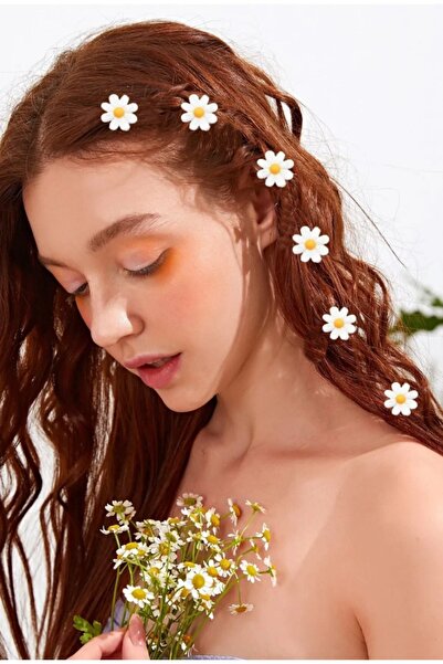hbtasarim Жіночий набір із 10 заколок для волосся у формі ромашок, маленькі з...