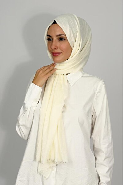 Betimoda Bamboo Kraş Solid Color Shawl Ecru