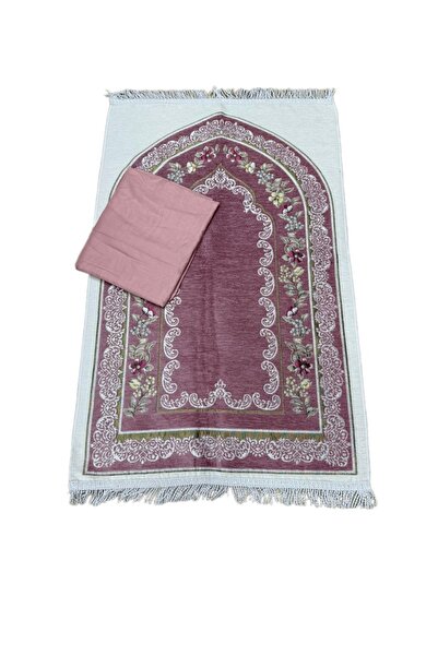 Gerenic طقم سجادة صلاة مع شرشف صلاه مفتوح لف(جلال صلاة)روز قماش بارد