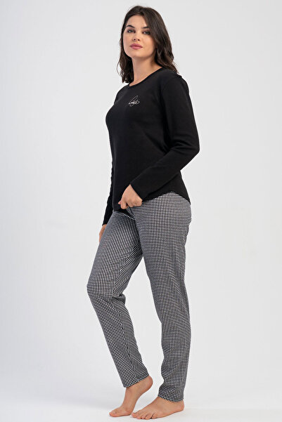 VİENETTA Pamuklu Kadın İnterlok Uzun Kol Pijama Takım , 503363