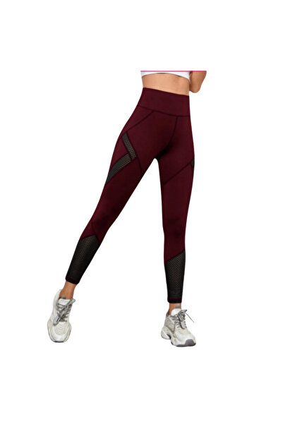 Fstyle Wide Waist Mesh Insert Leggings Gym Tights