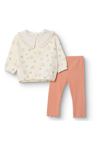 Bebetto Kız Bebek Cutie Bluz-Tayt İki İplik Bebe Yaka Uzun Kol Ribanalı Paça