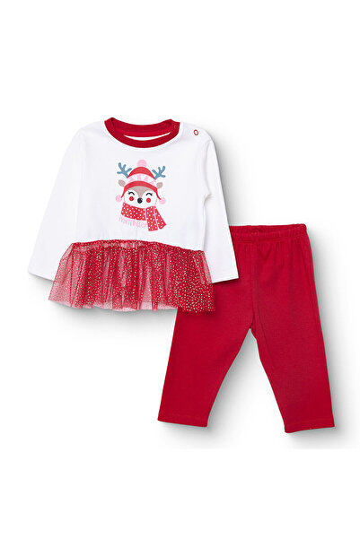 ebebek Hello Baby HelloBaby Kız Bebek New Year Uzun Kol Pijama Takımı İnterlok Bisiklet Yaka Uzun Kol Reçme Paça