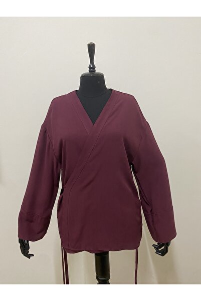 imoop design Women's Double Breasted Viscose Fabric Oversize Side Tie Kimono