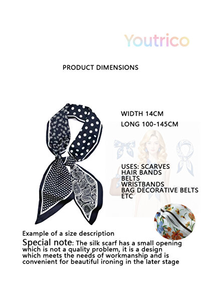 Youtrico Patterned silk scarf,Double Sided Headband&neckerchief,Autumn&winter atmosphere