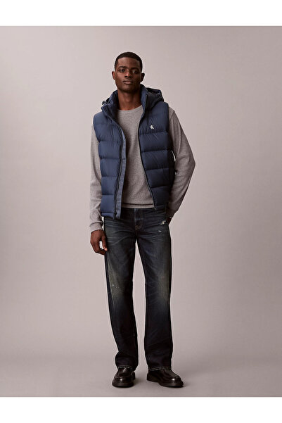Calvin Klein Erkek Kapşonlu Yaka Fermuar Kapama Kolsuz Kapitoneli Cep Detay Mavi Yelek LV04RD531G-PPK