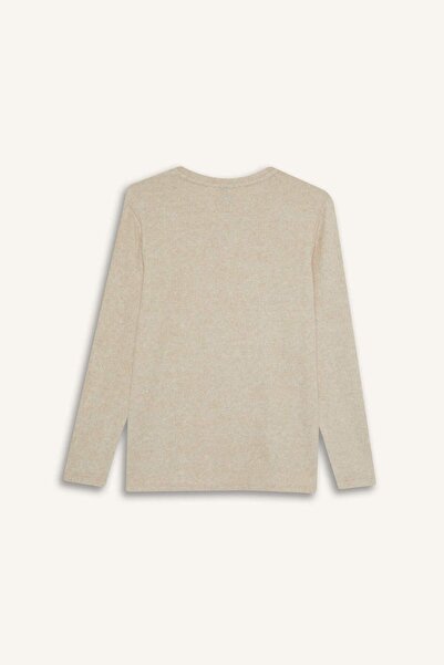 DeFacto Μακρυμάνικο μπλουζάκι με λεπτομέρεια από πέτρα με κανονική εφαρμογή E9895AX25AU