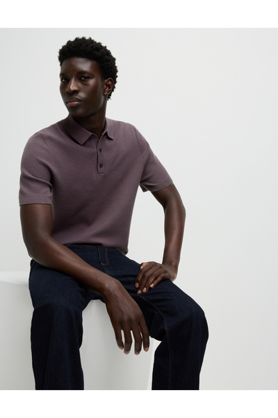 Marks & Spencer Pamuk Karışımlı Dokulu Örme Polo Yaka Tişört