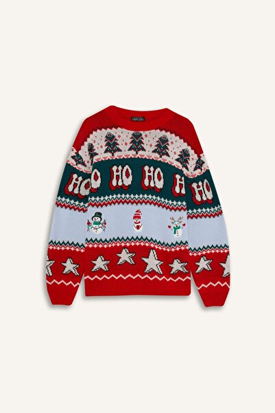 DeFacto New Year's Themed Regular Fit Crew Neck Sweater F4383Ax25Cw