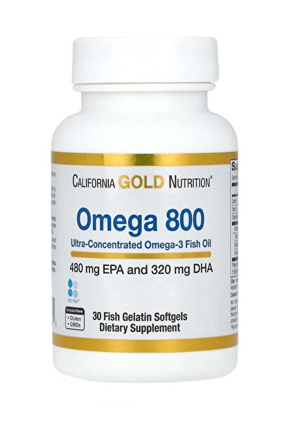 California Gold Nutrition Omega 800 Ultra Concentrated Omega-3 Fish Oil, Form, 1000 mg,