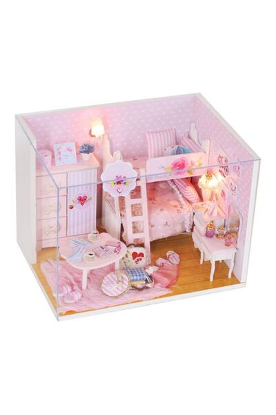 HALAMODO مجموعة بيت الدمية المصغر الخشبي لغرفة الأميرة