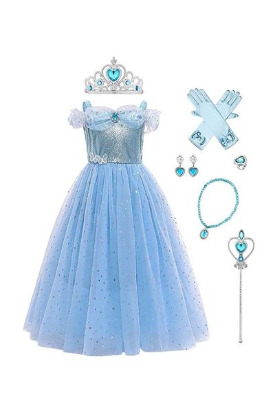 HALAMODO طقم زي تنكري الأميرة سندريلا صوفيا أورورا مع إكسسواراتها 71×67×90 سم