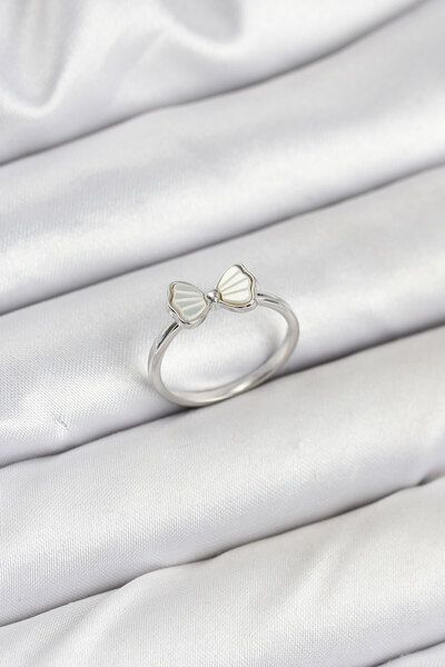 callerrons accessories خاتم نسائي موديل فيونكة بلون نحاسي فضي - EBJ250927W37926