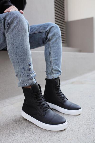 Zapatos حذاء رياضي يومي للرجال من الجلد برباط CBT - أسود