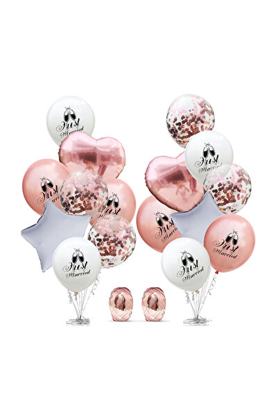 HALAMODO مجموعة بالونات زينة قابلة للنفخ لحفلات الزفاف من Just Married، مكونة...