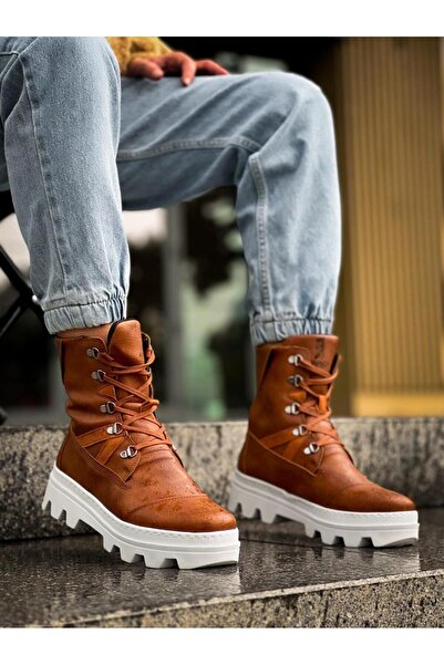 Zapatos KN-B14 Erkek Spor Günlük Bağcıklı Cilt Bot CBT - Taba