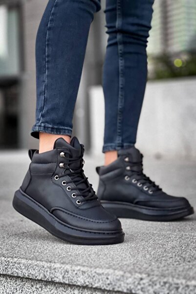 Zapatos حذاء رياضي رجالي كاجوال برباط من الجلد KB0994 - أسود