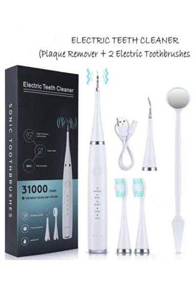 ABJ مجموعة تنظيف الأسنان الكهربائية القابلة لإعادة الشحن - رأسان لفرشاة الأسنان الكهربائية، رأس واحد لفرشاة العناية بالبلاك