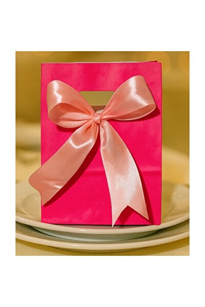 OEM Set de 25 de pungi mici de cadou din hârtie kraft, roz cu fundă din satin