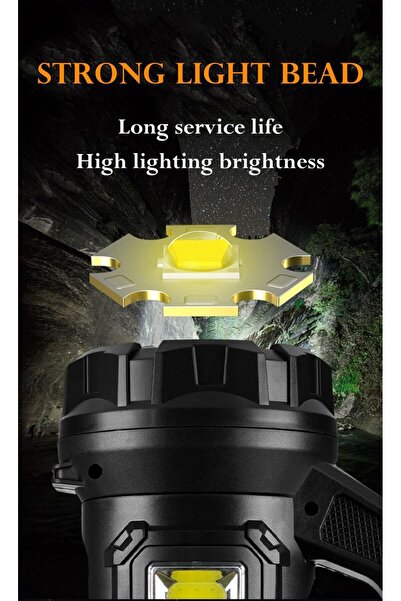 Generic Rechargeable LED Flashlight High Brightness Torch with USB Output & Shoulder Strap for Emergencies