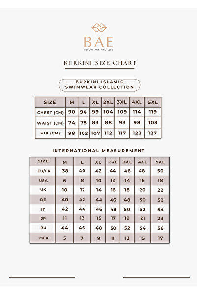 BAE SWIMWEAR Burkini Islamic Extra Long Full Hijab Swimsuit with Micro Sleeves, Polyester Blend Material