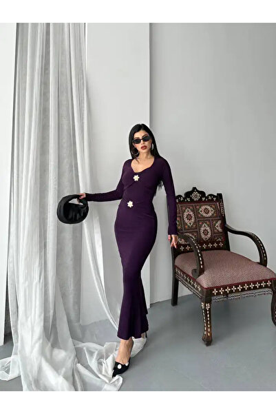 cemo Long Dress with Double Buckles on the Front