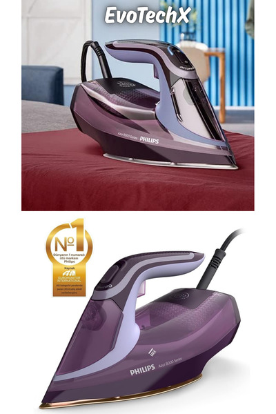 Philips TechX 8000 Serisi Azur Buharlı Ütü,3000W, 240 g Şok Buhar,Sıfır Yanık Garantisi, HIZLI ISINMA,yeni