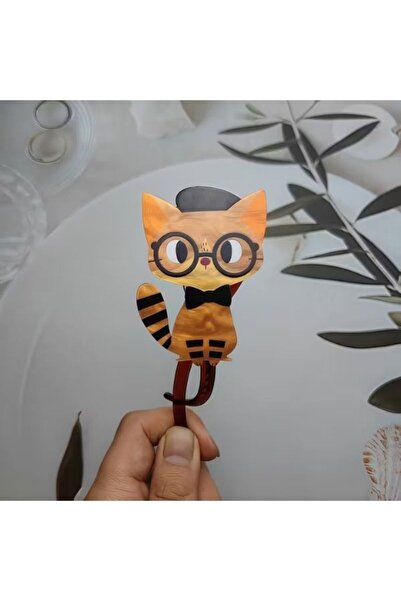 Zarif Seçkiler Retro Cat Themed Hair Clip / with Glasses