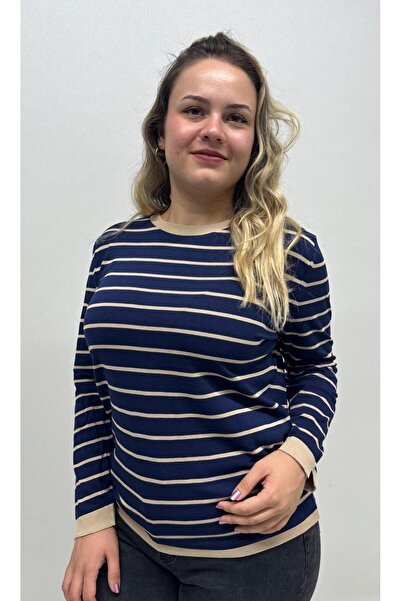 QYA Clothing Pulover cu mânecă lungă, cu dungi, din fire rece