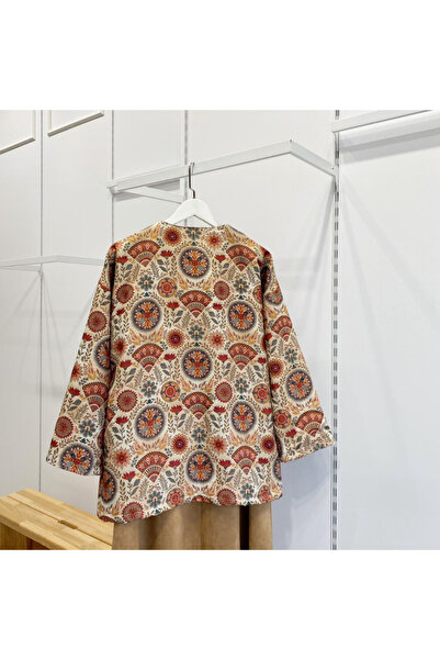 Faya Boutique Sonbahar Çiçek Desenli Anvelop Bağlamalı Ceket