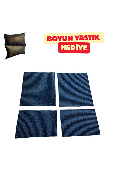 zifona Araç Içi Çelik Halı Paspas Takımı mavi Boyun yastık Hediyeli