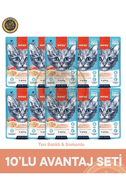 Wanpy Pouch Somon & Ton Balık Yavru Kedi Yaş Maması Seti 10x70 gr