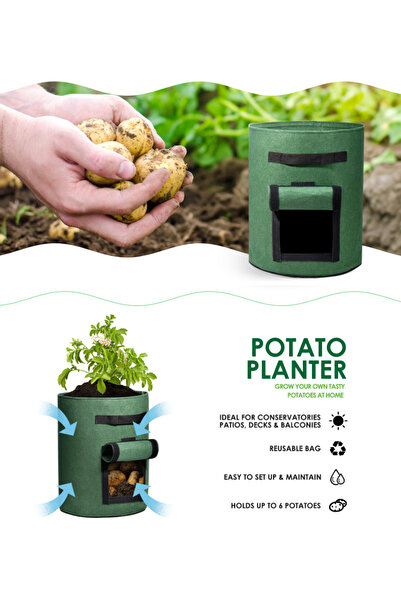 No branded Grow Bag for Vegetables, Tomatoes, Carrots, Indoor and Outdoor, 25kg Soil Capacity, 35x30 cm