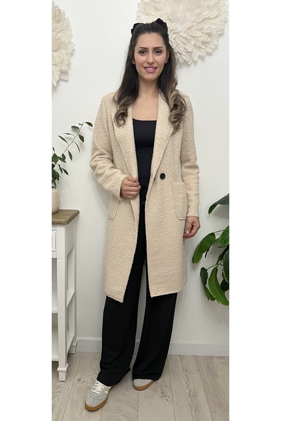 styleFlex Palton pufos din material imitatie lana