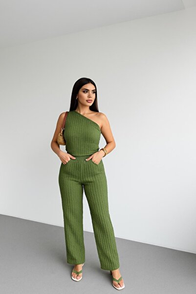 HAKKE Single shoulder & waffle textured double set