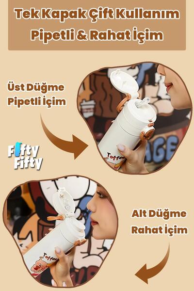 Vagonlife Diller 520 ml Single Lid with Case Dual-Use With/Without Straw Carrying Hand Strap Vacuum Cup/Steel Thermos