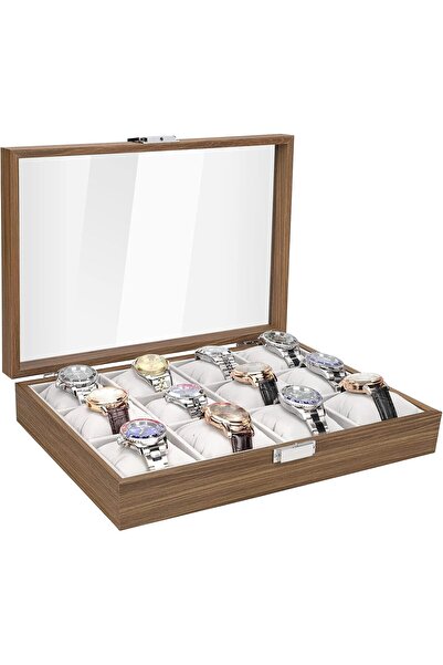 Hope صندوق ساعات، علبة ساعات تنفيذية مكونة من 12 فتحة مع خدمة صف السيارات، عل...