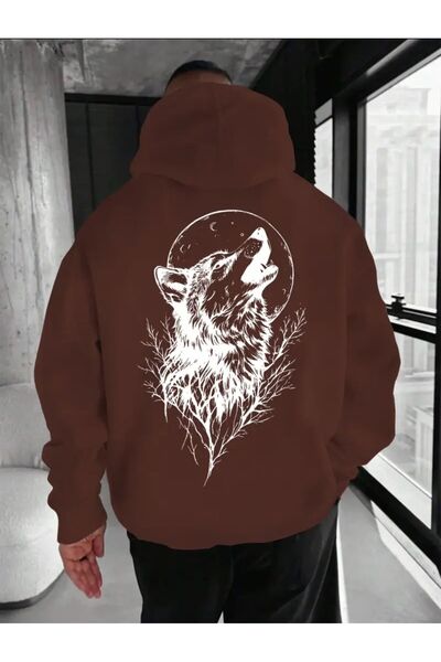 herkesemoda Φούτερ με κουκούλα με λεπτομέρεια εκτύπωσης πίσω μέρος και φλις εσωτερικά