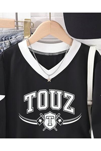 Touz Moda Touz Design Унисекс суитшърт с V-образно деколте