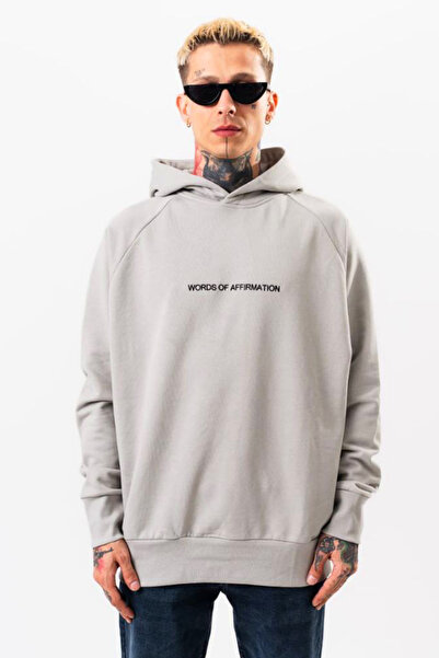 Denim Republic Men's Sweatshirt Ecru Oversize Hooded Printed Soft Fabric