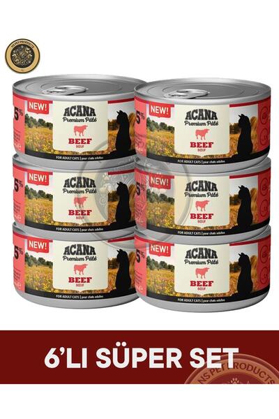 Acana Cat Canned Beef - Sığır Etli Yetişkin Kedi Konserve Maması Seti 6x85 gr