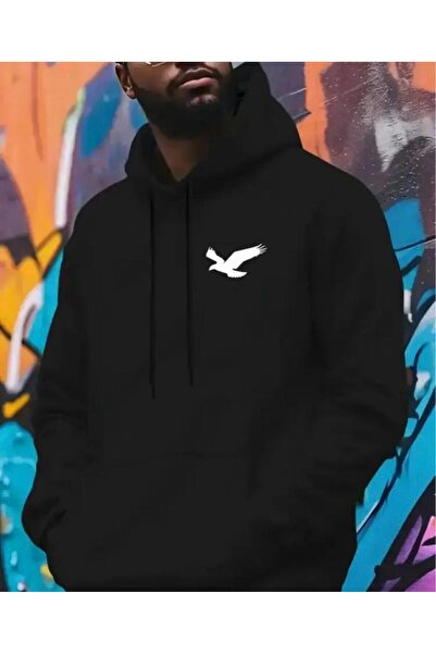 herkesemoda سويت شيرت بقلنسوة مع تفاصيل طباعة على الصدر وبطانة من الصوف من ال...