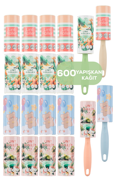 Porsima Kedi Köpek Tüy Toplayıcı 4 Adet Aparat + 20 Adet Yedek Rulo 600 Yaprak